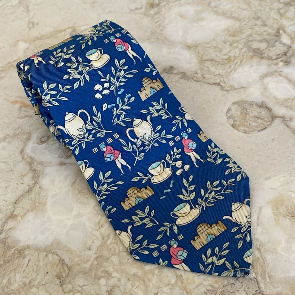 Hermes 100% Silk Printed Tie - Picture 6 of 12
